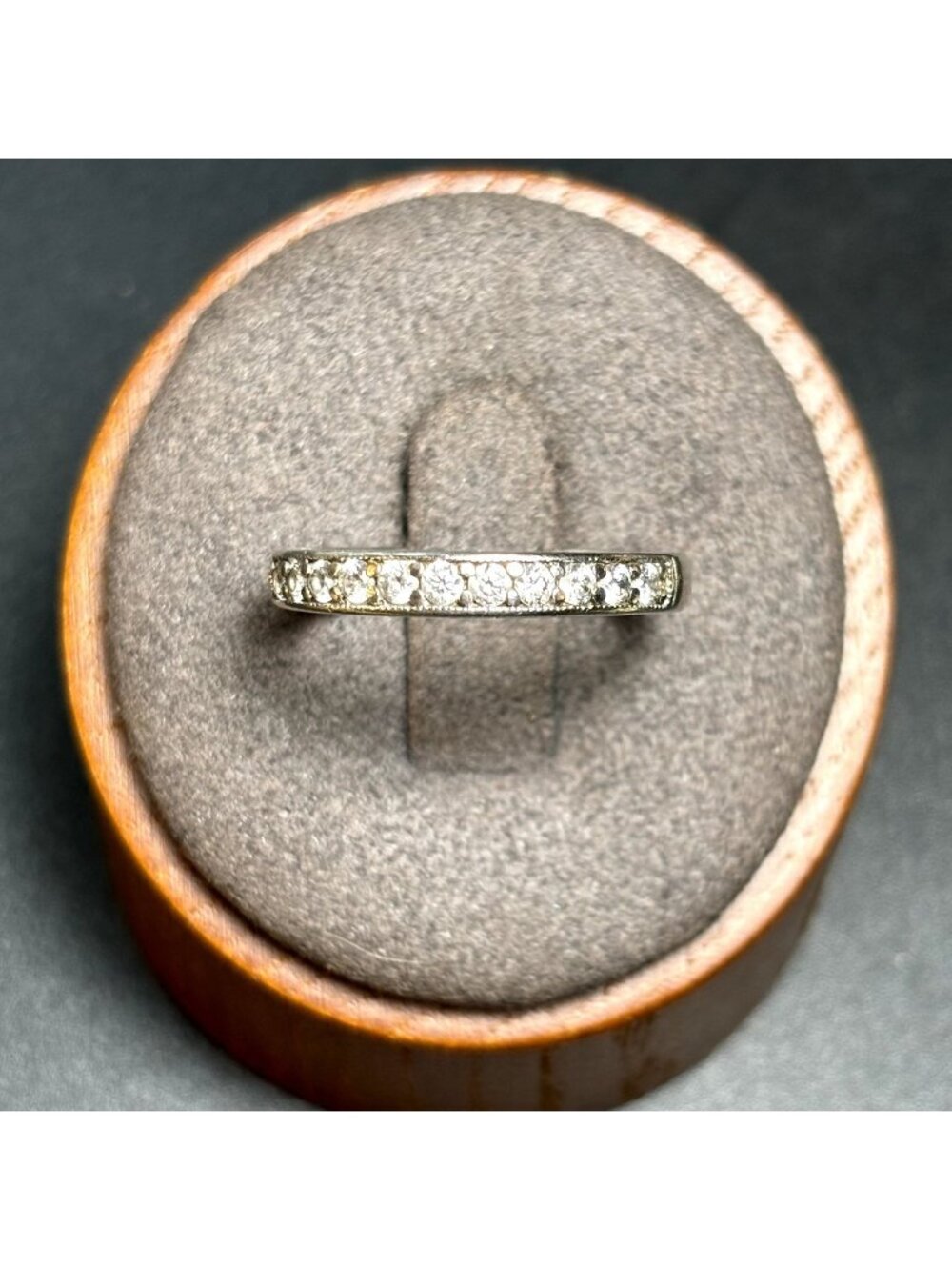 Cubic Zirconia Pave Set Band 2.25mm Ring VTG Sterling Silver 925 Size 6.5